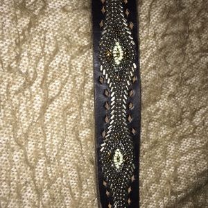 Lucky -100% black leather mosaic belt. Brand new!